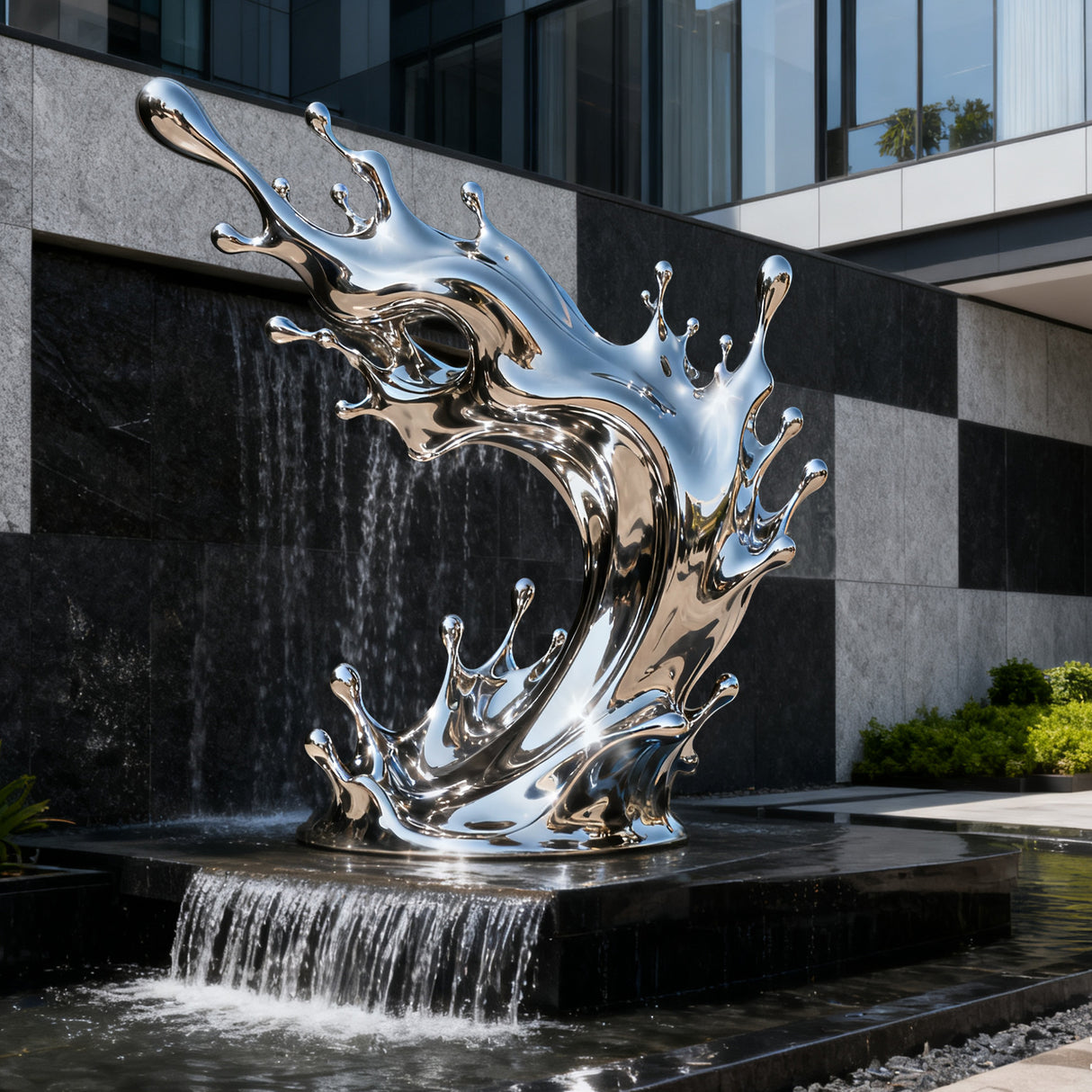 PREMIER Stainless Steel Water Splash Sculpture for Outdoor Gardens and Modern Spaces PSSS-171-Stainless Steel Sculpture-PREMIER SCULPTURE