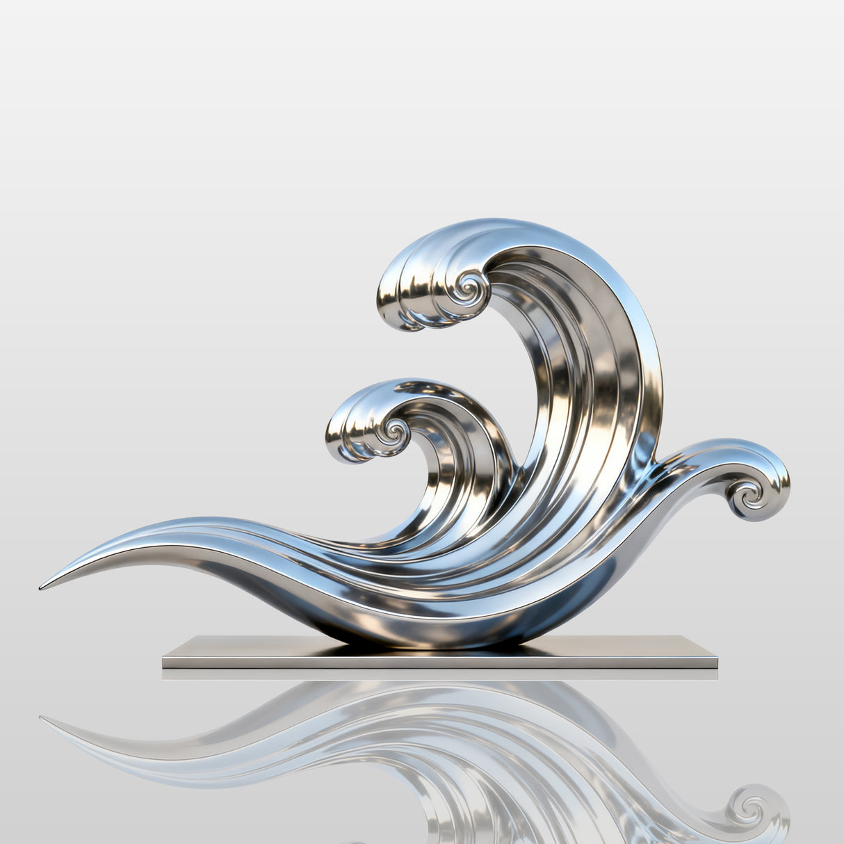 PREMIER Stainless Steel Wave Sculpture with Polished Fluid Design for Luxury Villas and Modern Water Gardens PSSS-170-Stainless Steel Sculpture-PREMIER SCULPTURE