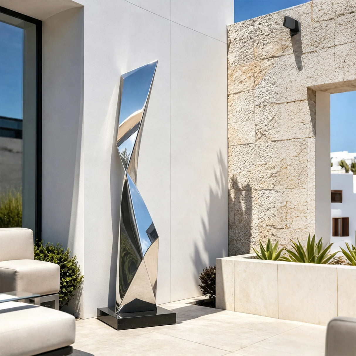 PREMIER Tall Stainless Steel Sculpture for Courtyard, Hotel or Home Garden PSSS-331-Stainless Steel Sculpture-PREMIER SCULPTURE