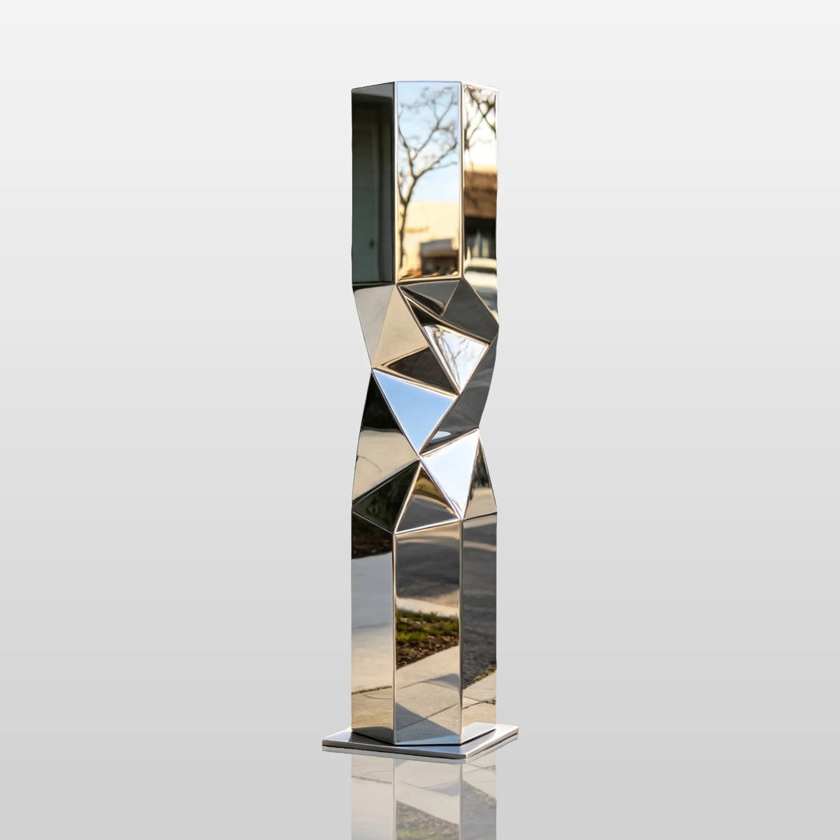 PREMIER Vertical Geometric Sculpture in Stainless Steel for Front Yard, Walkway or City Park PSSS-332-Stainless Steel Sculpture-PREMIER SCULPTURE