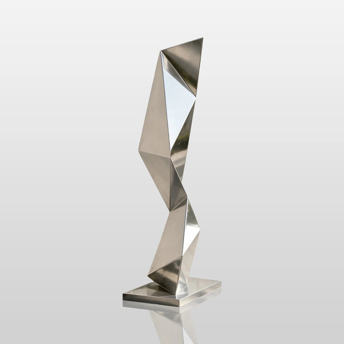 PREMIER Vertical Stainless Steel Sculpture with Triangular Geometric Design for Walkway, Courtyard or Plaza PSSS-346-Stainless Steel Sculpture-PREMIER SCULPTURE