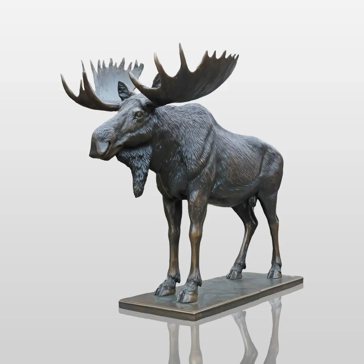 PREMIER Wildlife Bronze Sculpture with Standing Moose for Park Greenbelts, Gardens, Lawns and City Plazas PSB-192-Bronze Sculpture-PREMIER SCULPTURE