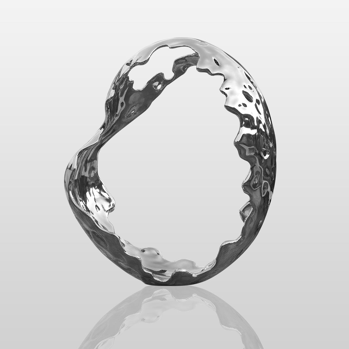 PREMIER Abstract Hollow Irregular Ring Stainless Steel Sculpture in Mirror Polished Modern Liquid Form for Garden Villa Landscape PSSS-246-Stainless Steel Sculpture-PREMIER SCULPTURE