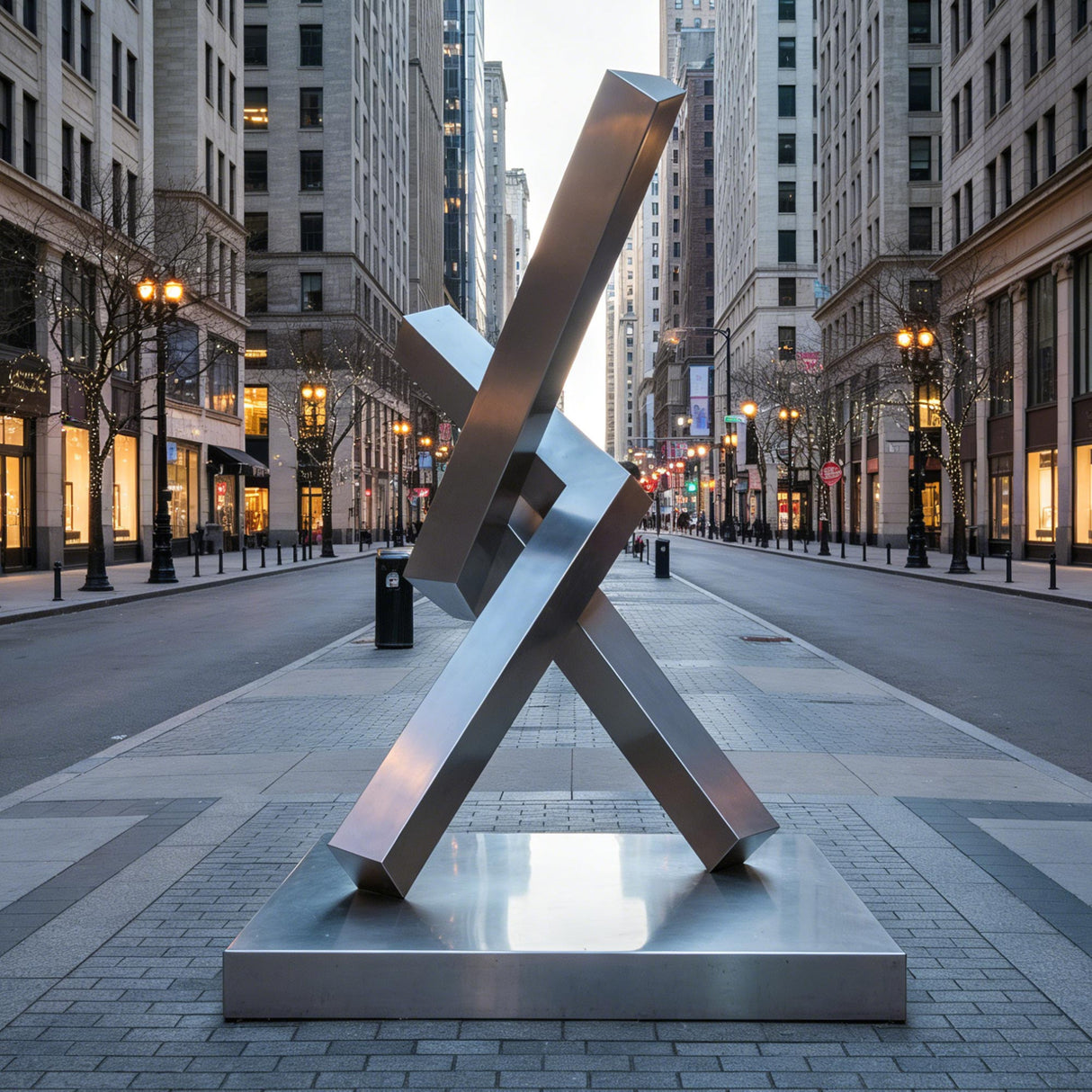 PREMIER Abstract Polished Geometric Stainless Steel Sculpture for Urban Plaza, Corporate Building Decor PSSS-242-Stainless Steel Sculpture-PREMIER SCULPTURE