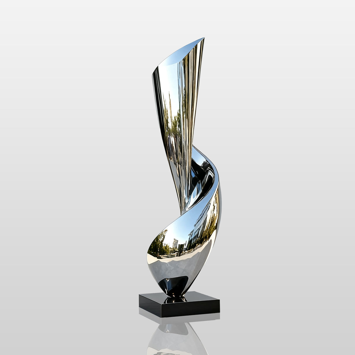 PREMIER Abstract Twisted Spiral Stainless Steel Sculpture with Mirror Polished for Outdoor Garden Decor PSSS-228-Stainless Steel Sculpture-PREMIER SCULPTURE