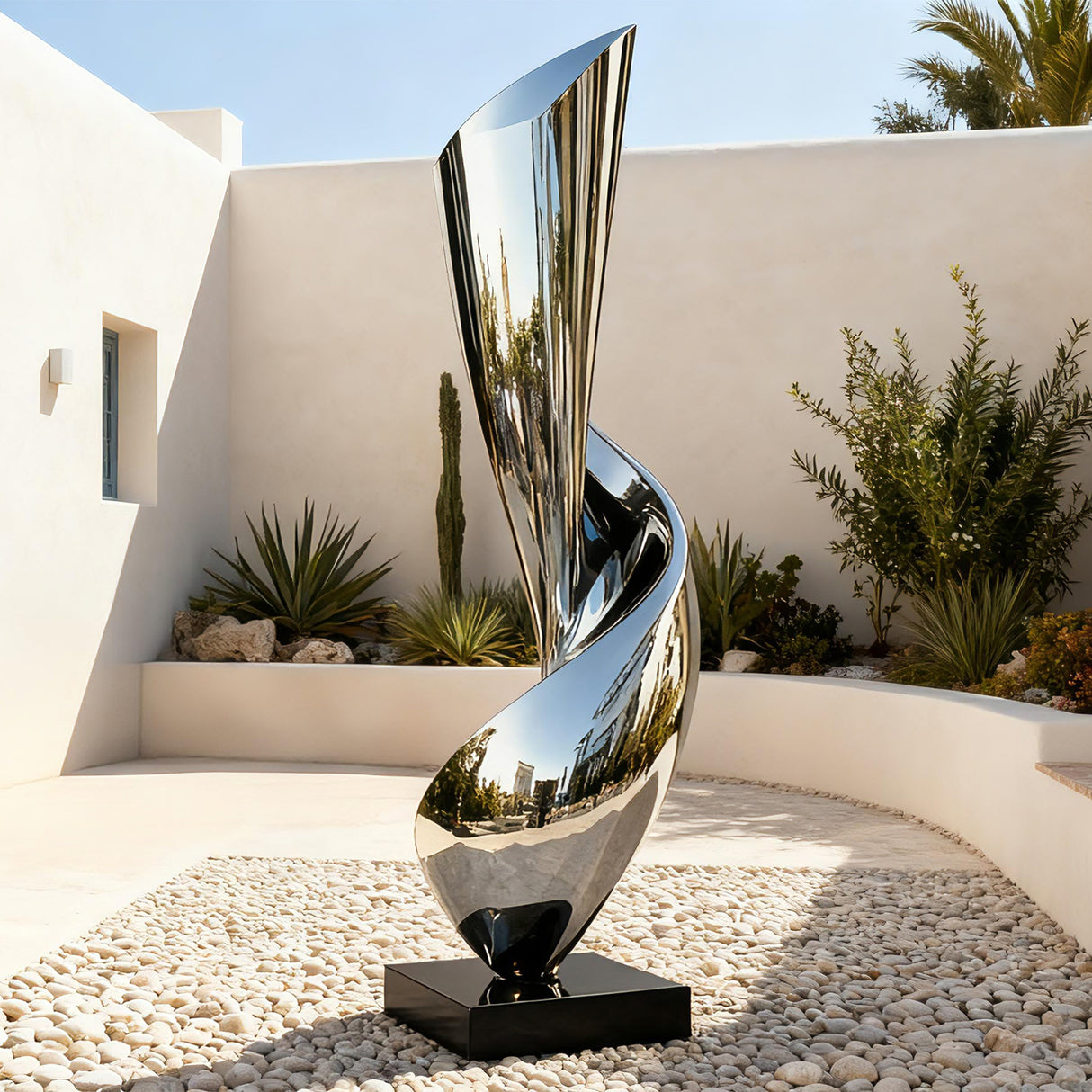 PREMIER Abstract Twisted Spiral Stainless Steel Sculpture with Mirror Polished for Outdoor Garden Decor PSSS-228-Stainless Steel Sculpture-PREMIER SCULPTURE