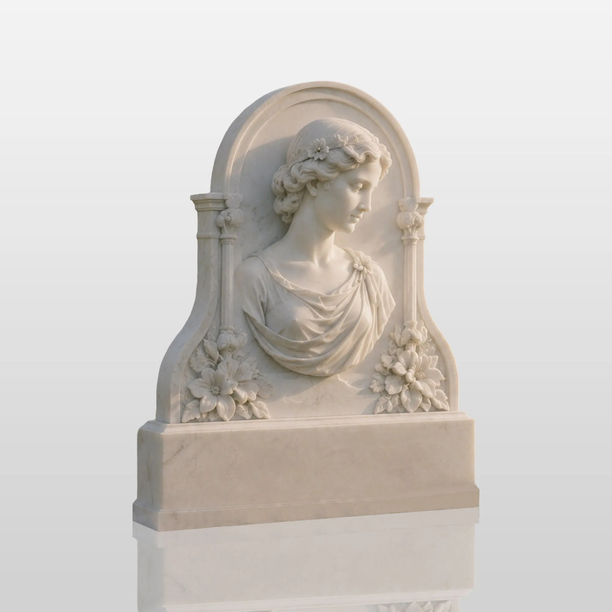 PREMIER Marble Victorian Style Angel Tombstone for Cemetery or Indoor Remembrance PSM-158