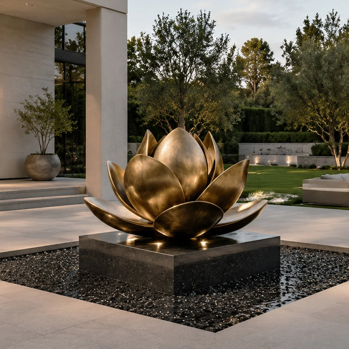 PREMIER Modern Large Brass Flower Sculpture for Outdoor Garden or Home Decor PSB-198