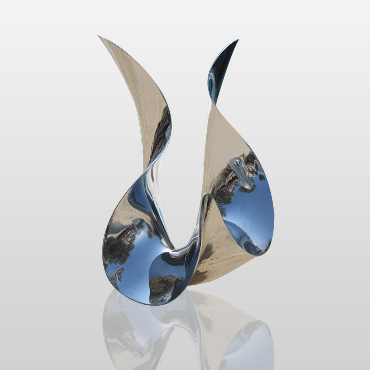 PREMIER Modern Twirl Sculpture Polished Abstract Outdoor Art for Beach Landscapes-PSSS-219-Stainless Steel Sculpture-PREMIER SCULPTURE