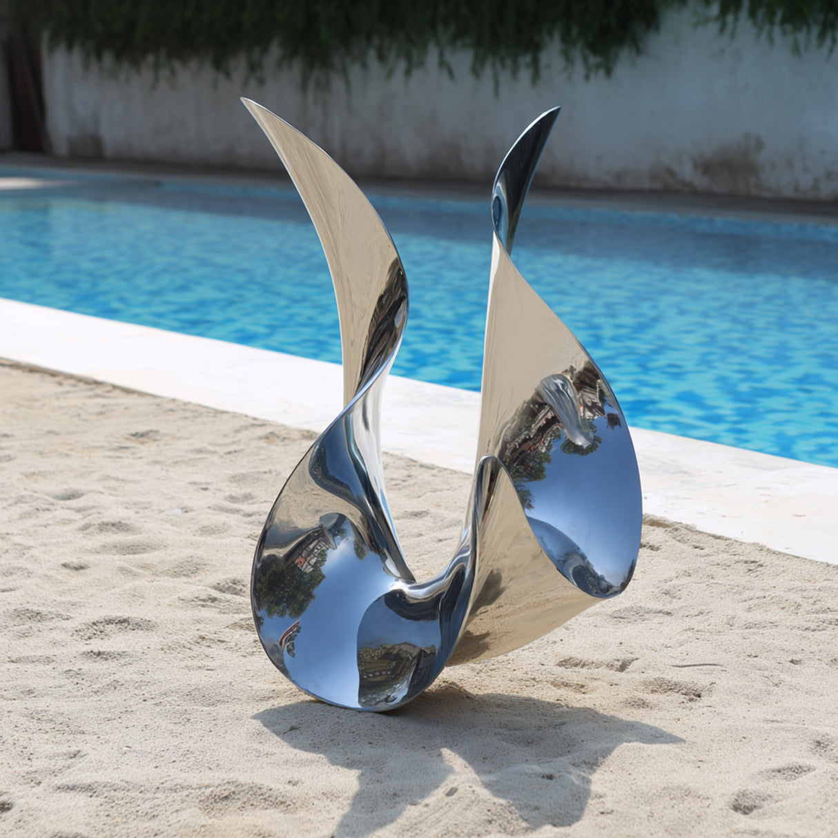 PREMIER Modern Twirl Sculpture Polished Abstract Outdoor Art for Beach Landscapes-PSSS-219-Stainless Steel Sculpture-PREMIER SCULPTURE