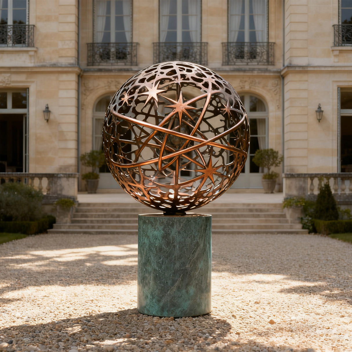 PREMIER Starry Openwork Bronze Sphere Sculpture for Outdoor Estate Decor PSB-150-Bronze Sculpture-PREMIER SCULPTURE