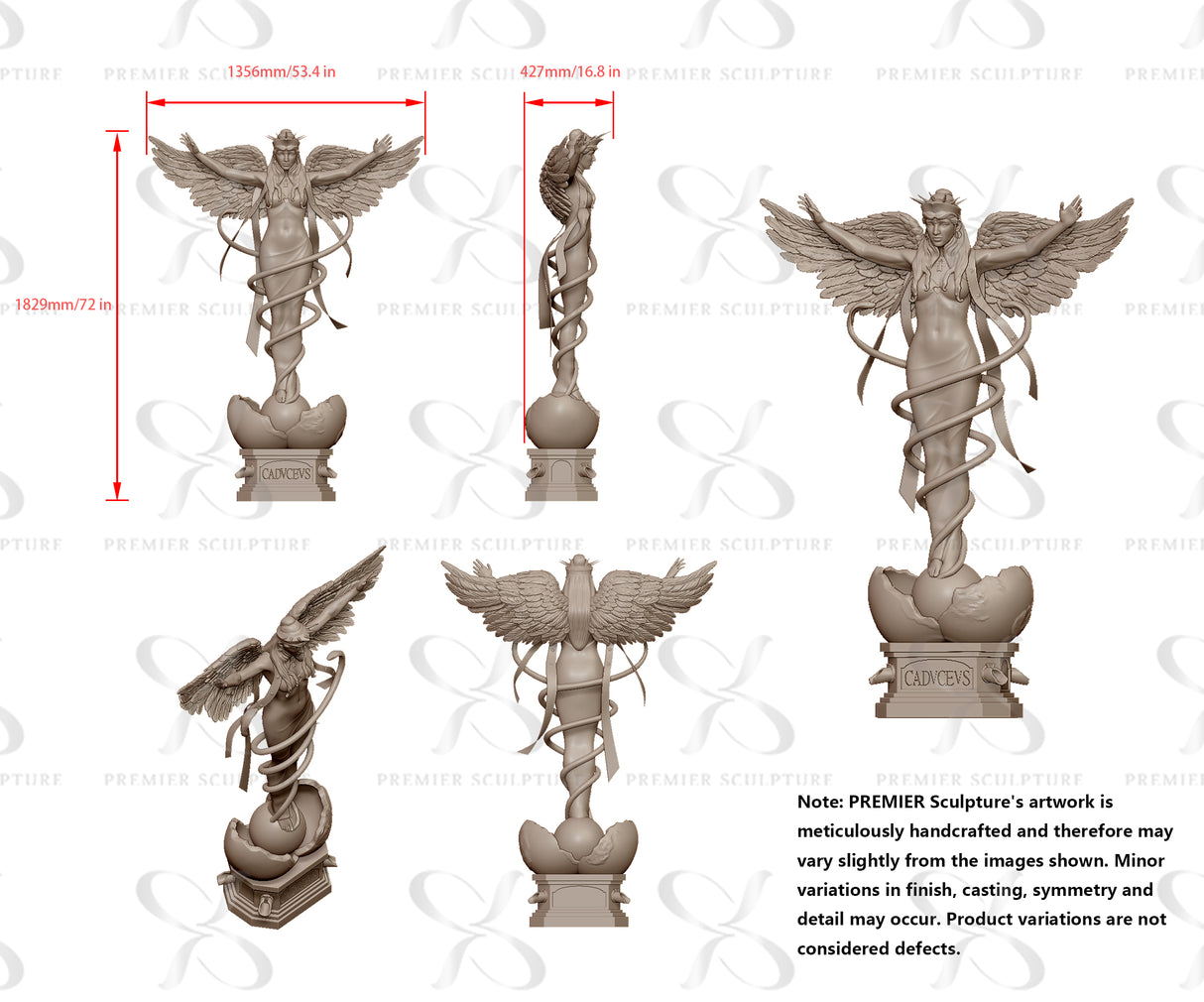 PREMIER Angel of Healing Caduceus Monumental Custom Bronze Sculpture PSB-015-#PRS1150-Rest of Payment Custom Link for Japhet Garcia