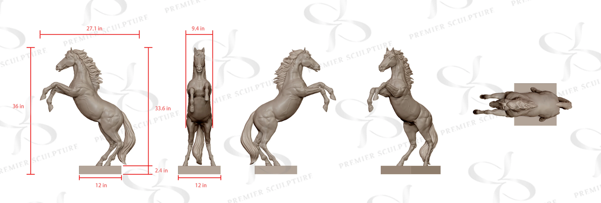 PREMIER Outdoor Brass Rearing Horse Sculpture PSB-004—Custom Link for Joe
