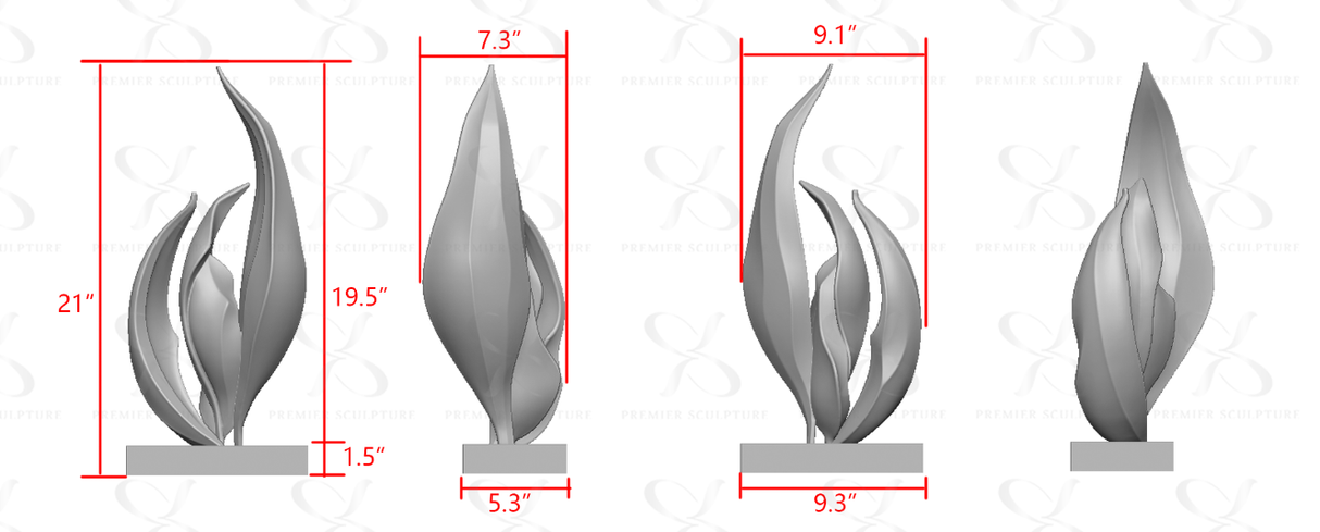 PREMIER Elegant Brass Flame Sculpture PSB-036—Custom Link for Ryan Hogan
