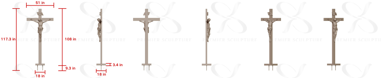 PREMIER Bronze Jesus Crucifix Statue with Sacred Design for Churches, Chapels and Prayer Rooms PSB-136-Custom Link for Pedro Tovar