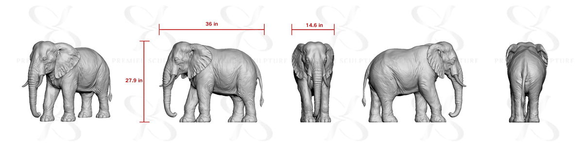PREMIER Realistic Bronze Elephant Sculpture PSB-197-Custom Link for Ben Salomonsky-Free Shipping