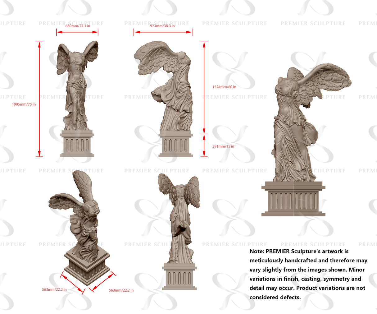 PREMIER Winged Nike Victory of Samothrace 27.1"W x 75"H x 38.3"D PSIS-003-Marble sculpture-PREMIER SCULPTURE