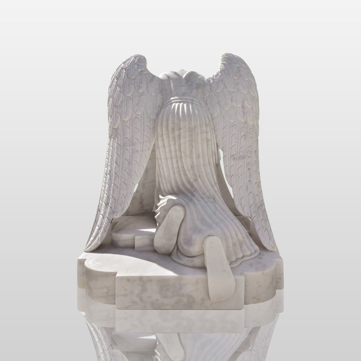 PREMIER White Marble Angel Monument Memorial Sculpture 78.7"W x 60"H x 47.3"D PSIS-004-Marble sculpture-PREMIER SCULPTURE