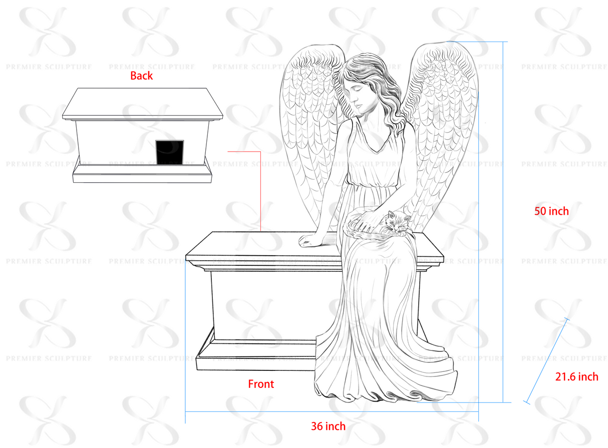 PREMIER Custom Headstone Angel Tombstone PSM-025-30% Deposit payment-Custom Link for Jose Martin Trujillo
