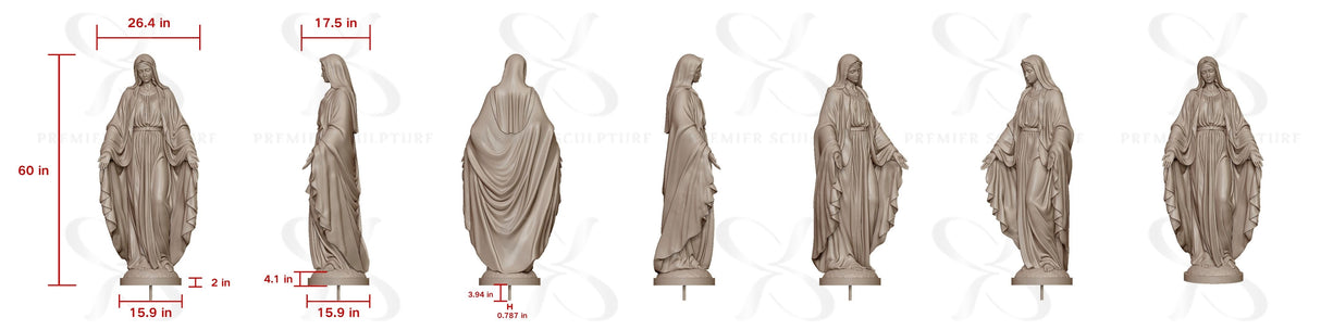 PREMIER Sacred Marble Statue with Virgin Mary Design for Churches, Memorial Gardens or Religious Areas PSM-126 payment for George Walsh