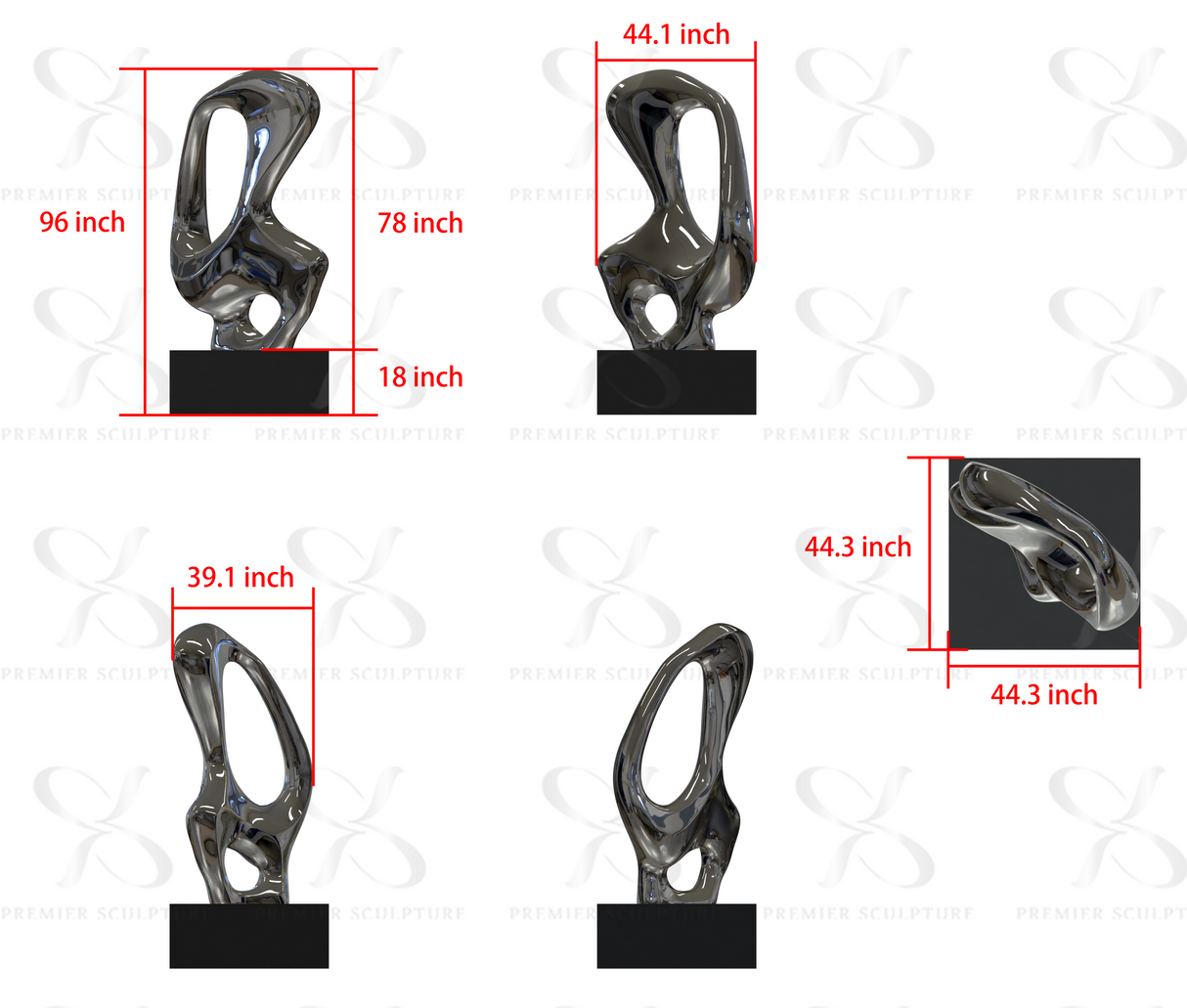 PREMIER Modern Metal Sculpture PSSS-070 with Stainless Steel Base-Custom link for Thelma Ferguson