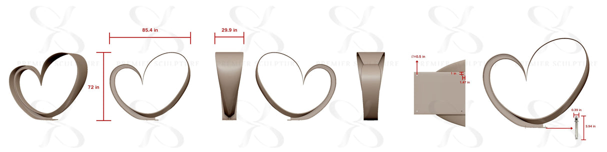 PREMIER Metal Sculpture with Heart Shape Design for Outdoor Luxury Villa, Landscape and High-end Resort Garden PSSS-113 —— Custom Link for Jeff Davis