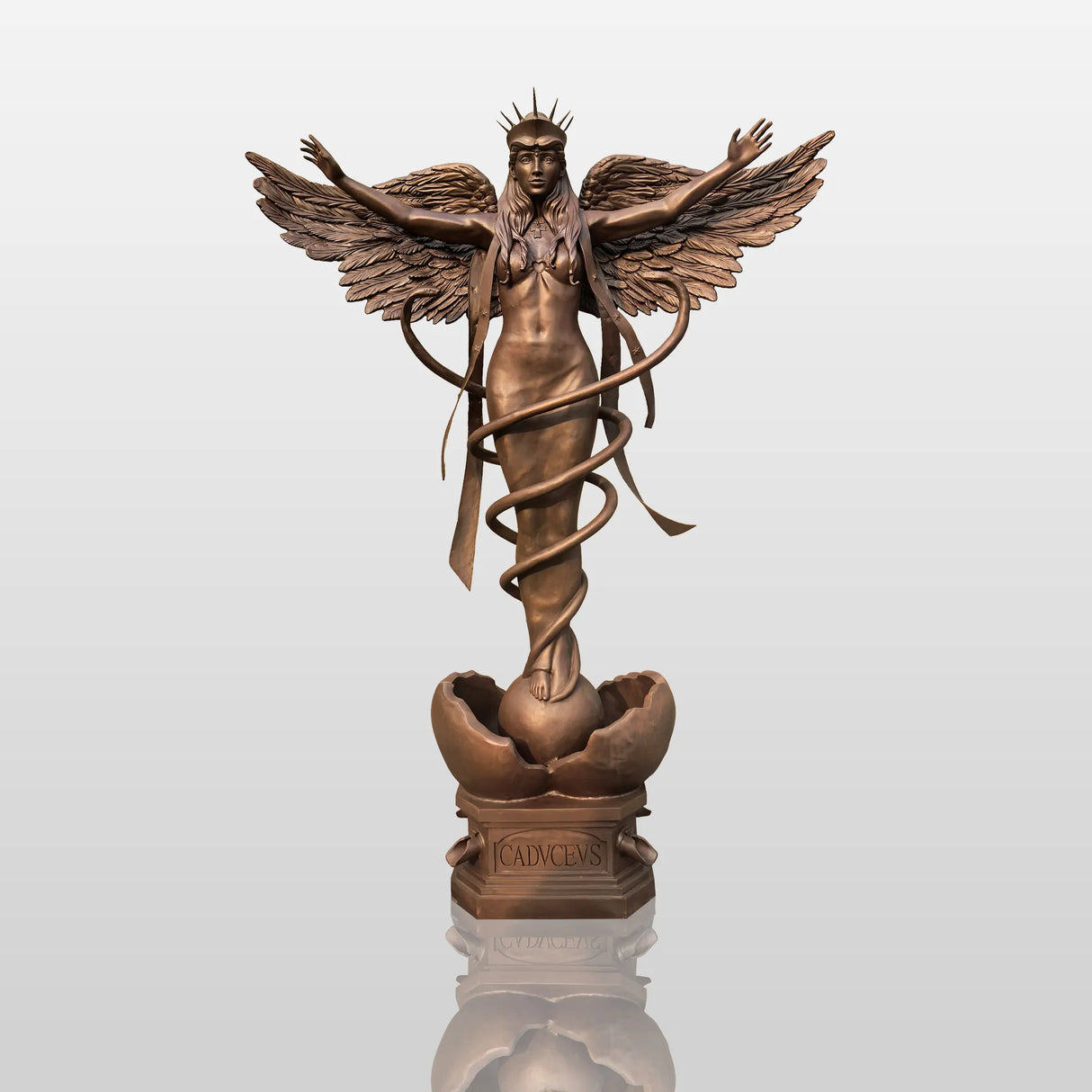 PREMIER Angel of Healing Caduceus Monumental Custom Bronze Sculpture PSB-015-Bronze Sculpture-PREMIER SCULPTURE