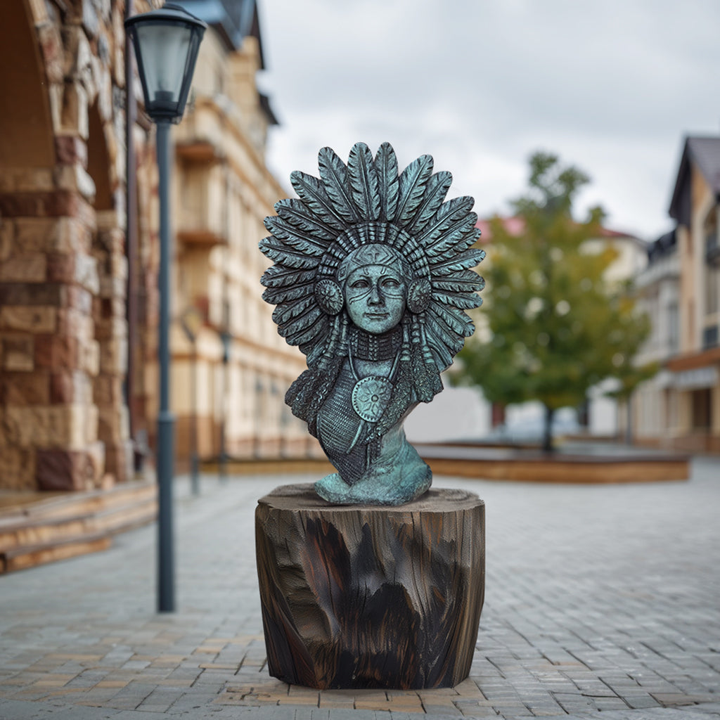 PREMIER Bronze Native American Bust Sculpture Tribal Indian Girl Bust PSB-068-Bronze Sculpture-PREMIER SCULPTURE