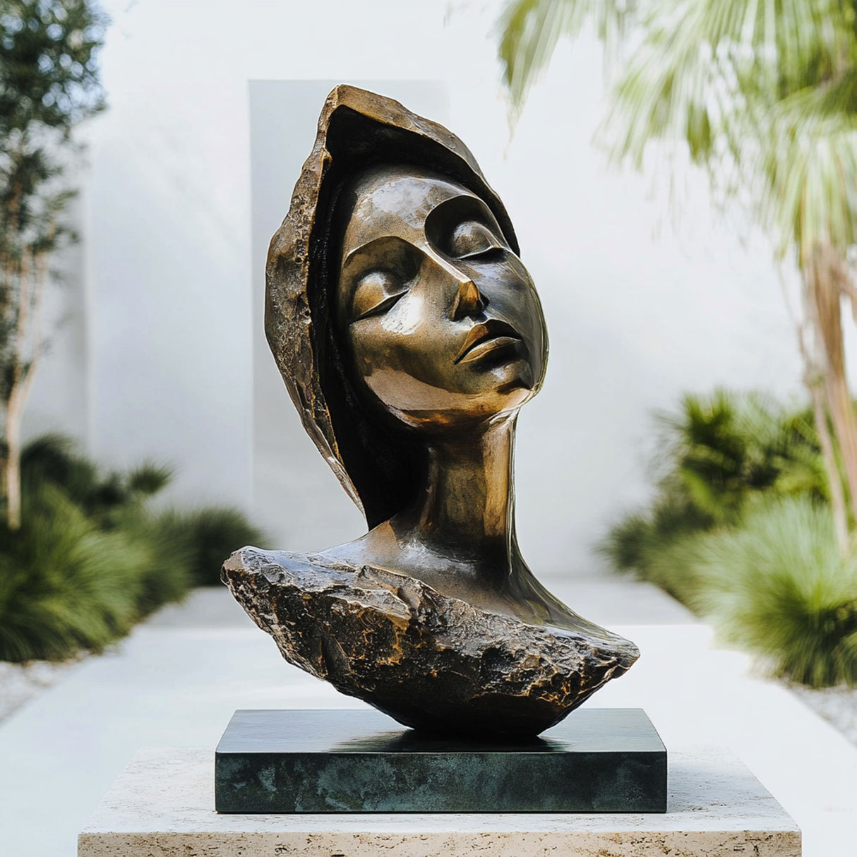 PREMIER Bronze Woman Head Sculpture Abstract Figurative Art Bust PSB-058-Bronze Sculpture-PREMIER SCULPTURE