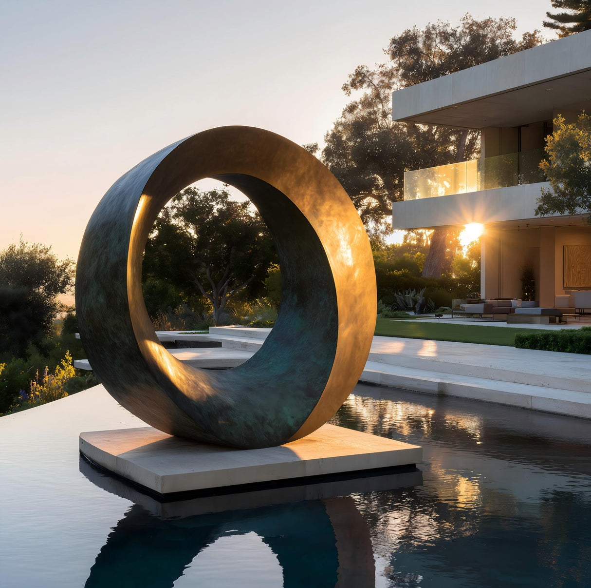 PREMIER Bronze Circle Sculpture Modern Sculpture for Luxury Outdoor Spaces PSB-080-Bronze Sculpture-PREMIER SCULPTURE