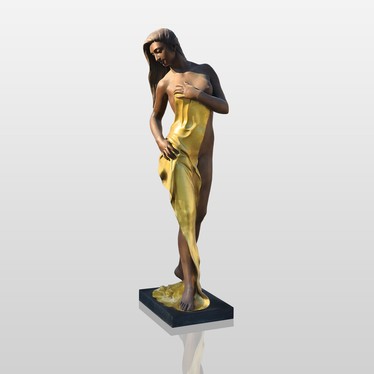 PREMIER Golden Grace Woman Statue With Bronze Finish for Plazas, Hotels and Cultural Spaces PSB-084-Bronze Sculpture-PREMIER SCULPTURE