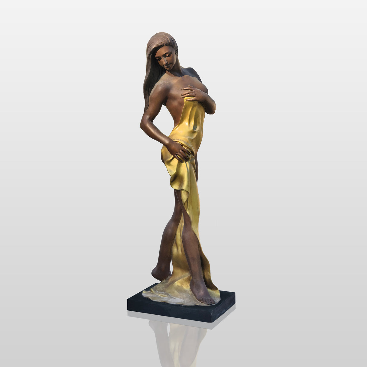 PREMIER Golden Grace Woman Statue With Bronze Finish for Plazas, Hotels and Cultural Spaces PSB-084-Bronze Sculpture-PREMIER SCULPTURE