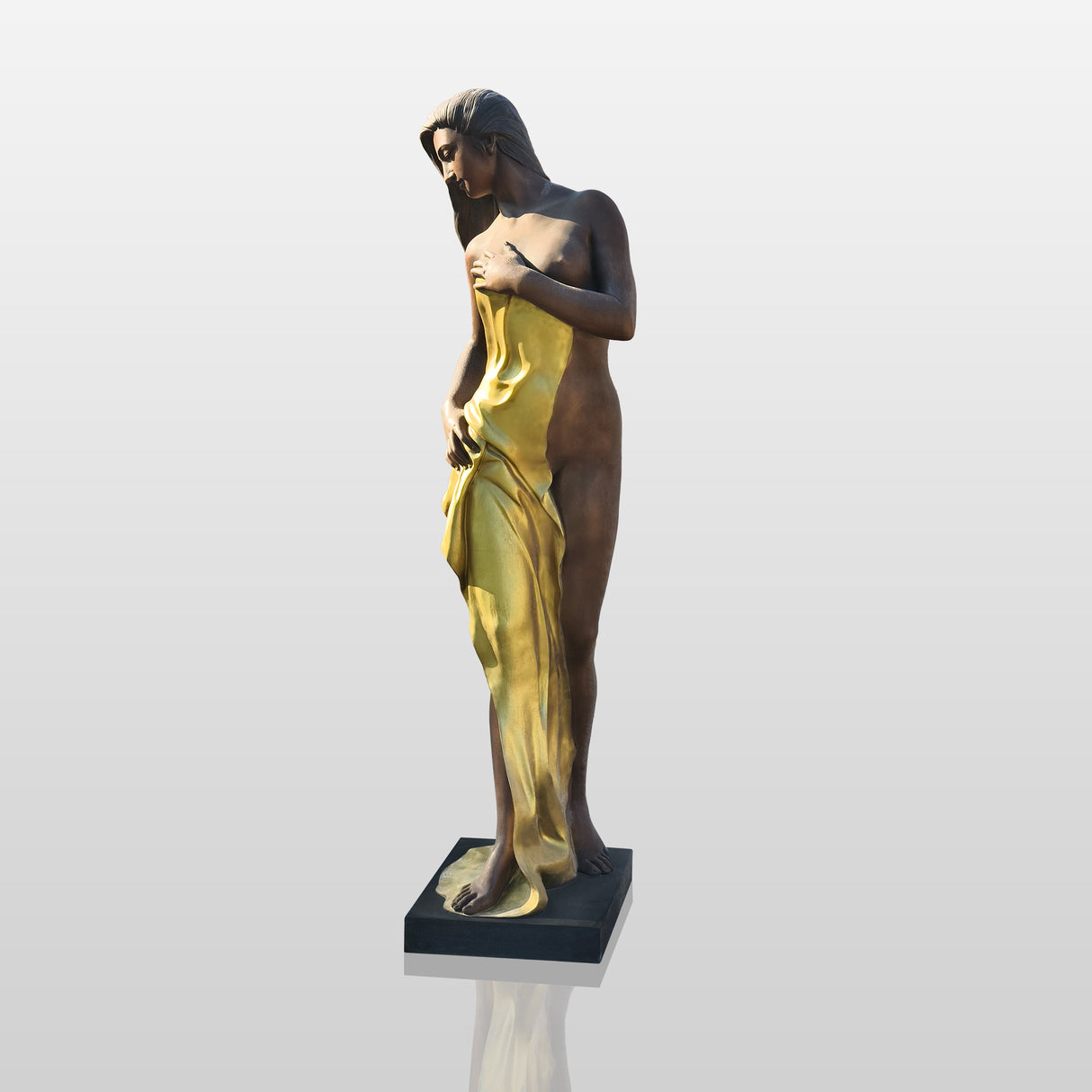 PREMIER Golden Grace Woman Statue With Bronze Finish for Plazas, Hotels and Cultural Spaces PSB-084-Bronze Sculpture-PREMIER SCULPTURE
