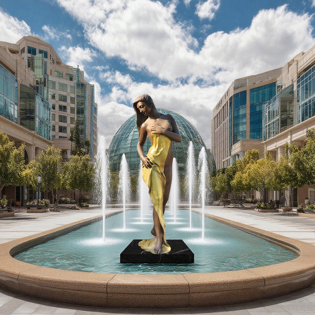 PREMIER Golden Grace Woman Statue With Bronze Finish for Plazas, Hotels and Cultural Spaces PSB-084-Bronze Sculpture-PREMIER SCULPTURE