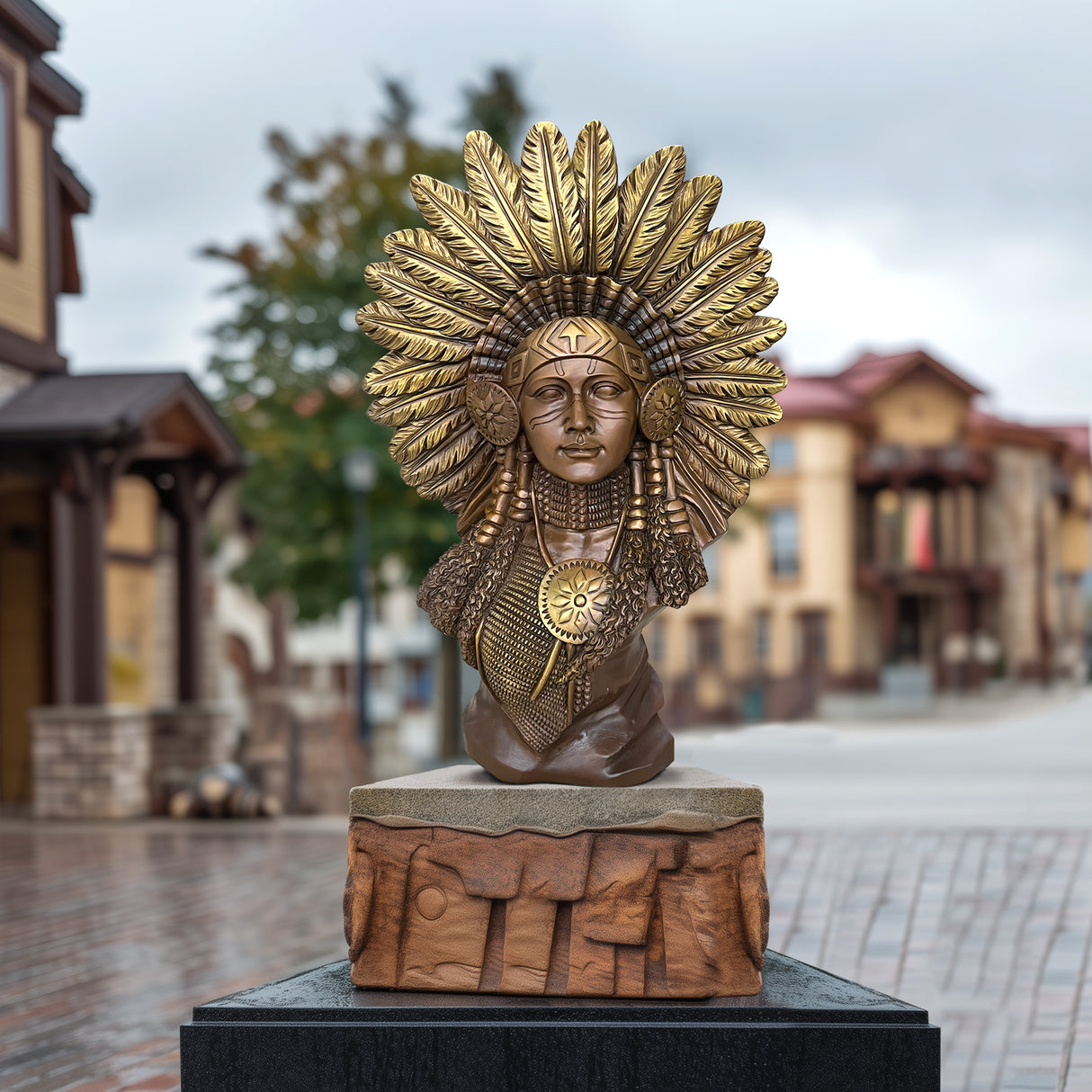 PREMIER Bronze Tribal Chief Bust Sculpture Native-Inspired Art Statue PSB-069-Bronze Sculpture-PREMIER SCULPTURE