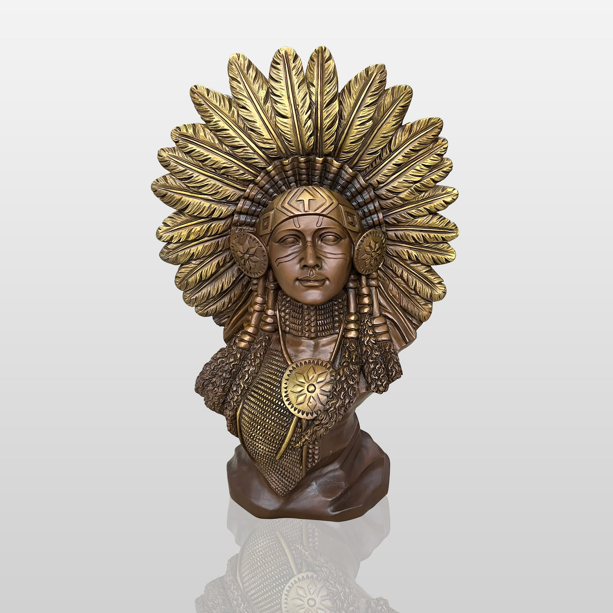 PREMIER Bronze Tribal Chief Bust Sculpture Native-Inspired Art Statue PSB-069-Bronze Sculpture-PREMIER SCULPTURE