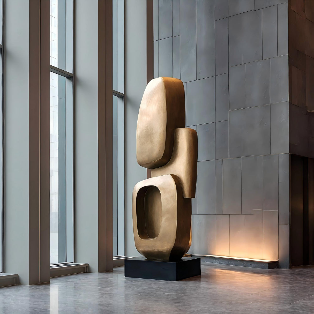 PREMIER Continuum Abstract Bronze Sculpture for Modern Lobbies, Office Towers, Hotels, and Public Art Installations PSB-077-Bronze Sculpture-PREMIER SCULPTURE