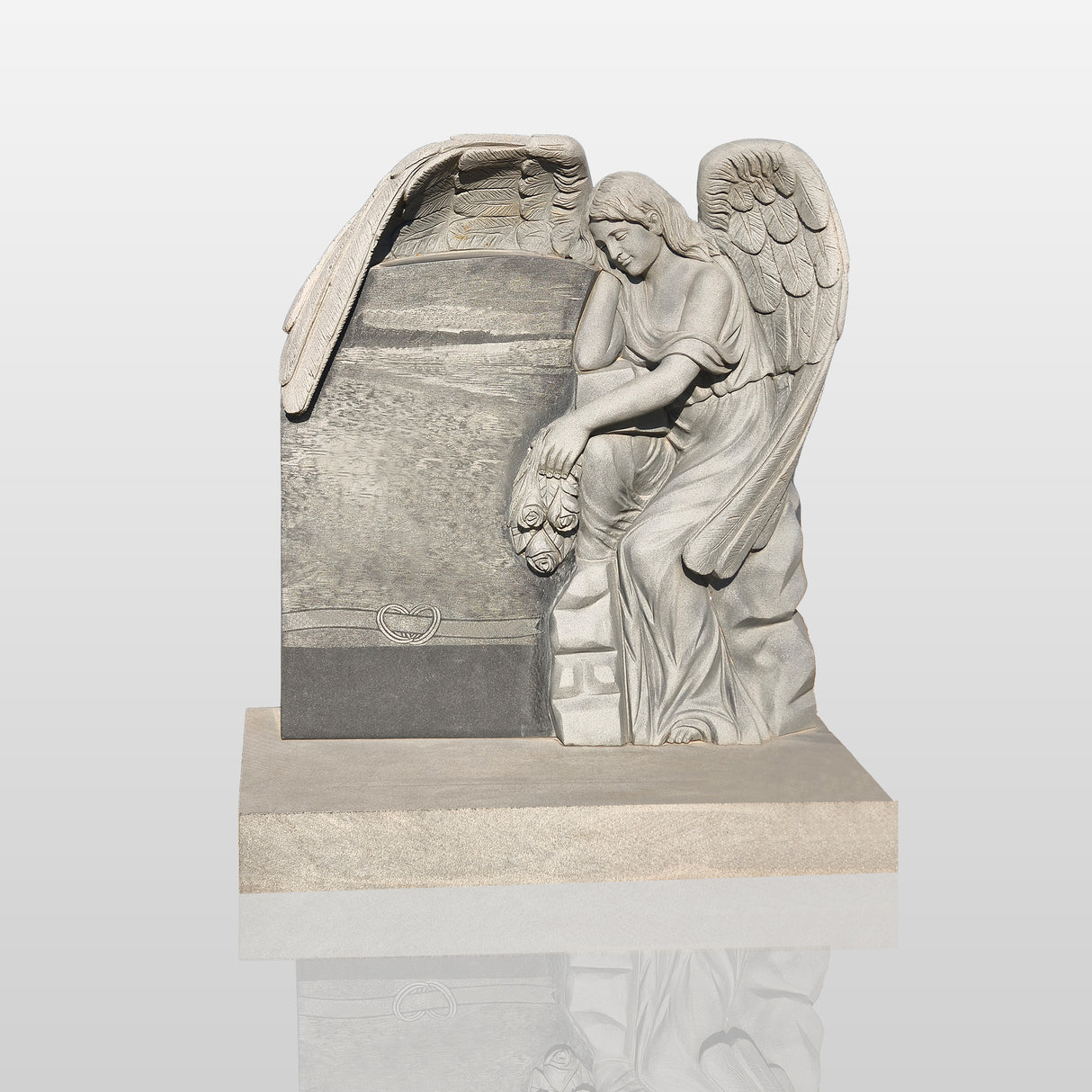 PREMIER Hand-Carved Memorial Monument with Angel Design for Cemeteries and Memorial Gardens PSM-066-Marble sculpture-PREMIER SCULPTURE