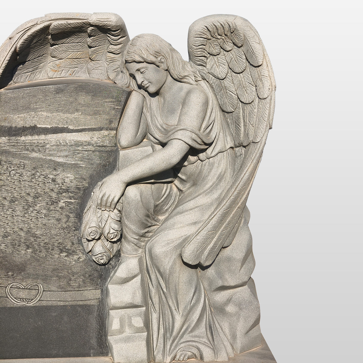 PREMIER Hand-Carved Memorial Monument with Angel Design for Cemeteries and Memorial Gardens PSM-066-Marble sculpture-PREMIER SCULPTURE