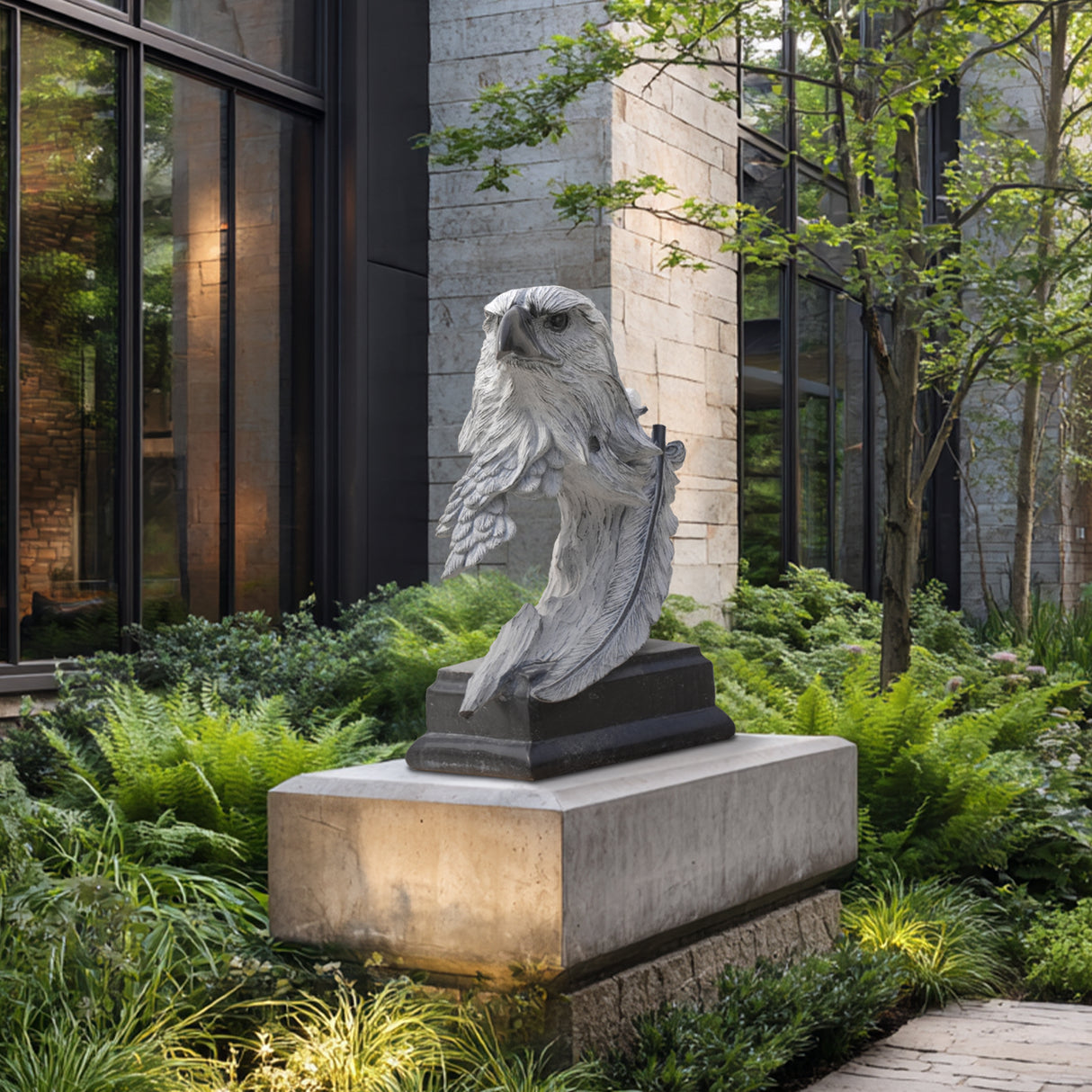 PREMIER Majestic Eagle Head Stone Sculpture for Gardens, Entrances and Natural Retreats PSM-063-Marble sculpture-PREMIER SCULPTURE