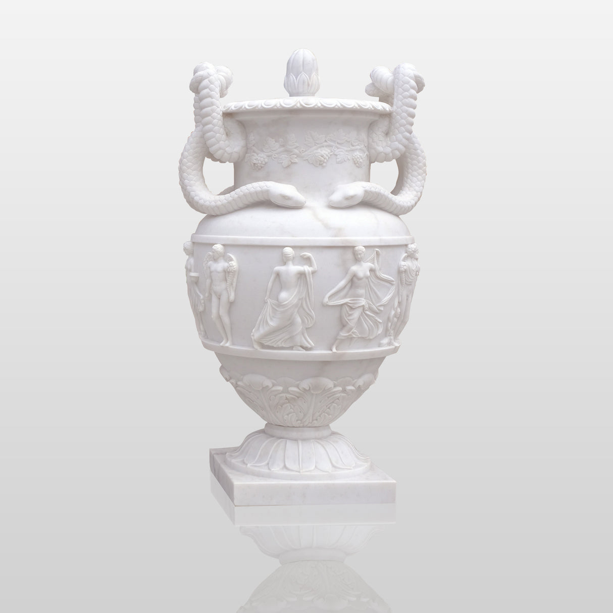 PREMIER Classical Marble Flowerpot Sculpture Ornate Garden Urn Planter for Timeless Outdoor Elegance PSM-049-Marble sculpture-PREMIER SCULPTURE