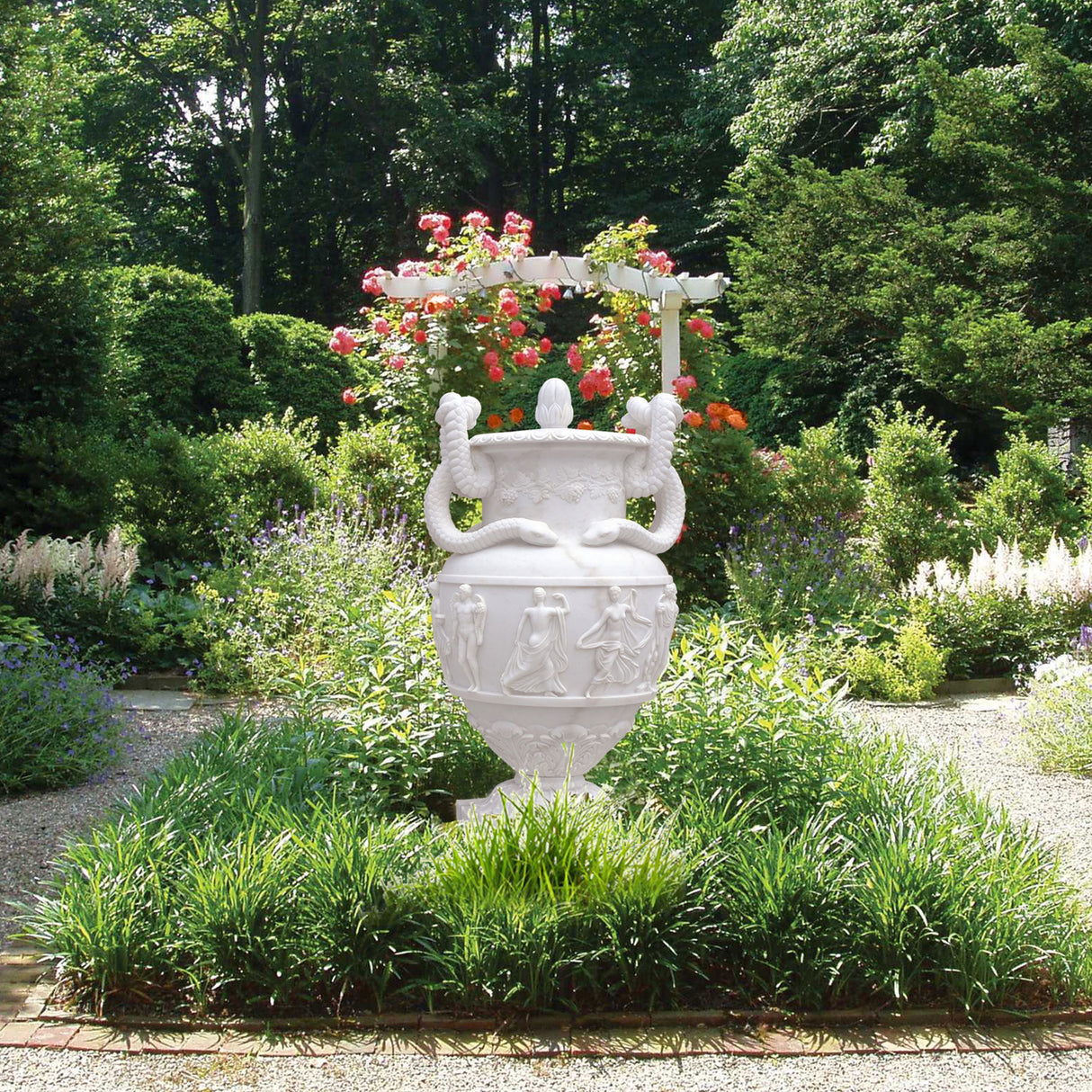 PREMIER Classical Marble Flowerpot Sculpture Ornate Garden Urn Planter for Timeless Outdoor Elegance PSM-049-Marble sculpture-PREMIER SCULPTURE