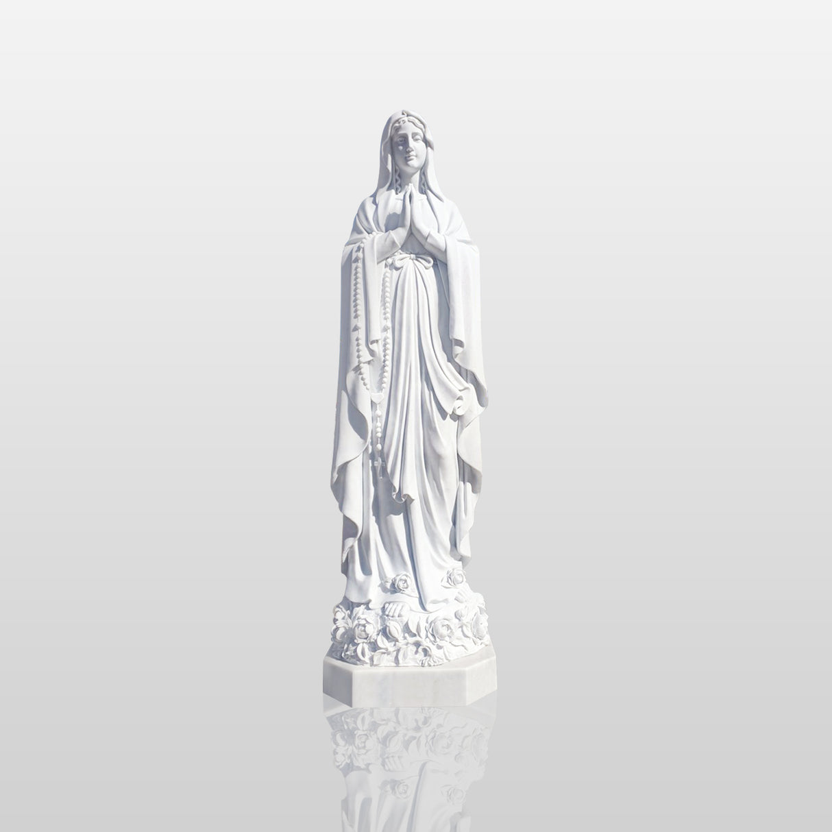 PREMIER Hand-Carved Marble Virgin Mary Statue Outdoor Religious Sculpture for Garden or Estate Entry PSM-048-Marble sculpture-PREMIER SCULPTURE
