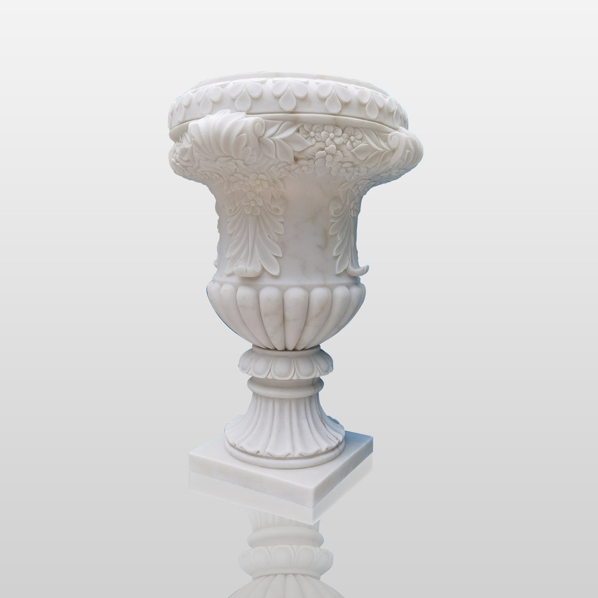 PREMIER Hand-Carved Marble Flowerpot Classical Garden Planter Sculpture PSM-053-Marble sculpture-PREMIER SCULPTURE