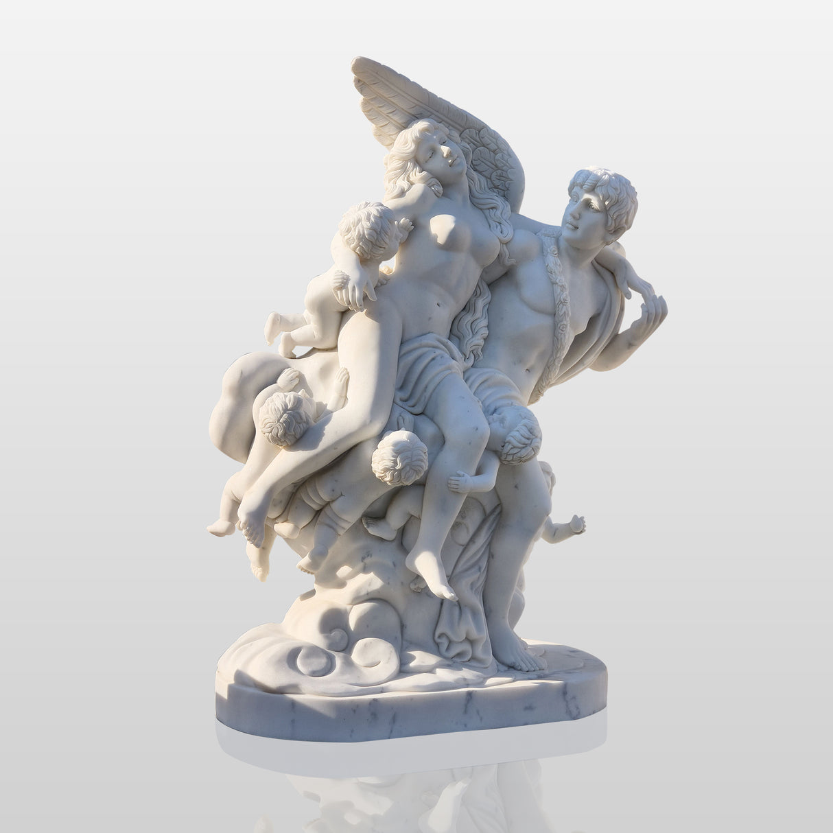 PREMIER Marble Angel & Putti Statue for Courtyard, Villa Entrance, Garden Terrace, or Hotel Lobby PSM-067-Marble sculpture-PREMIER SCULPTURE