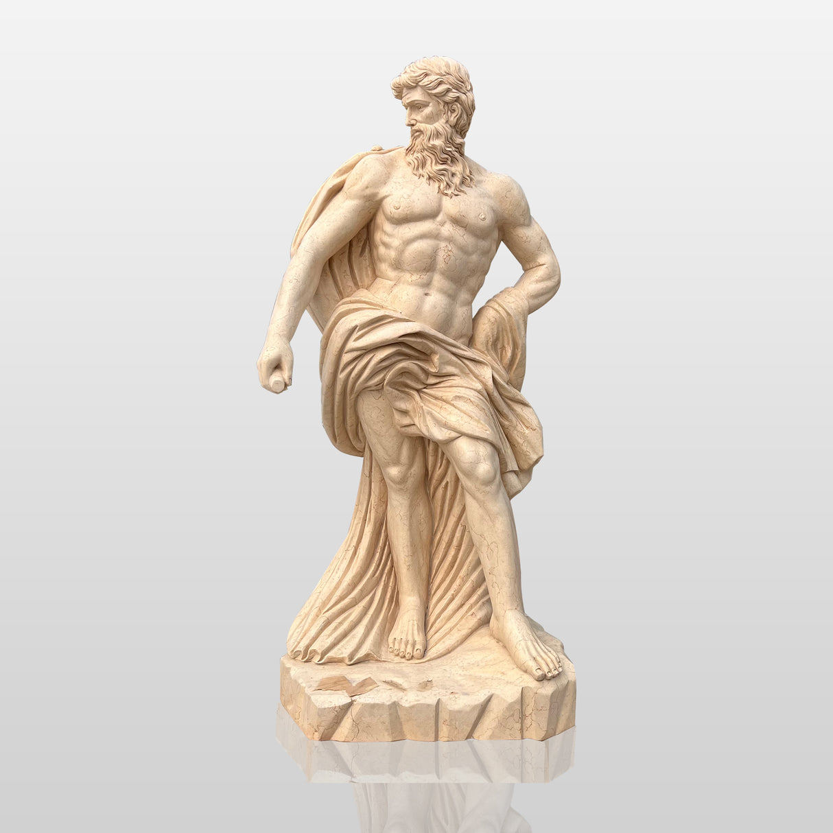 PREMIER Poseidon Garden Statue Hand-Carved Sculpture of the Greek God of the Sea PSM-059-Marble sculpture-PREMIER SCULPTURE