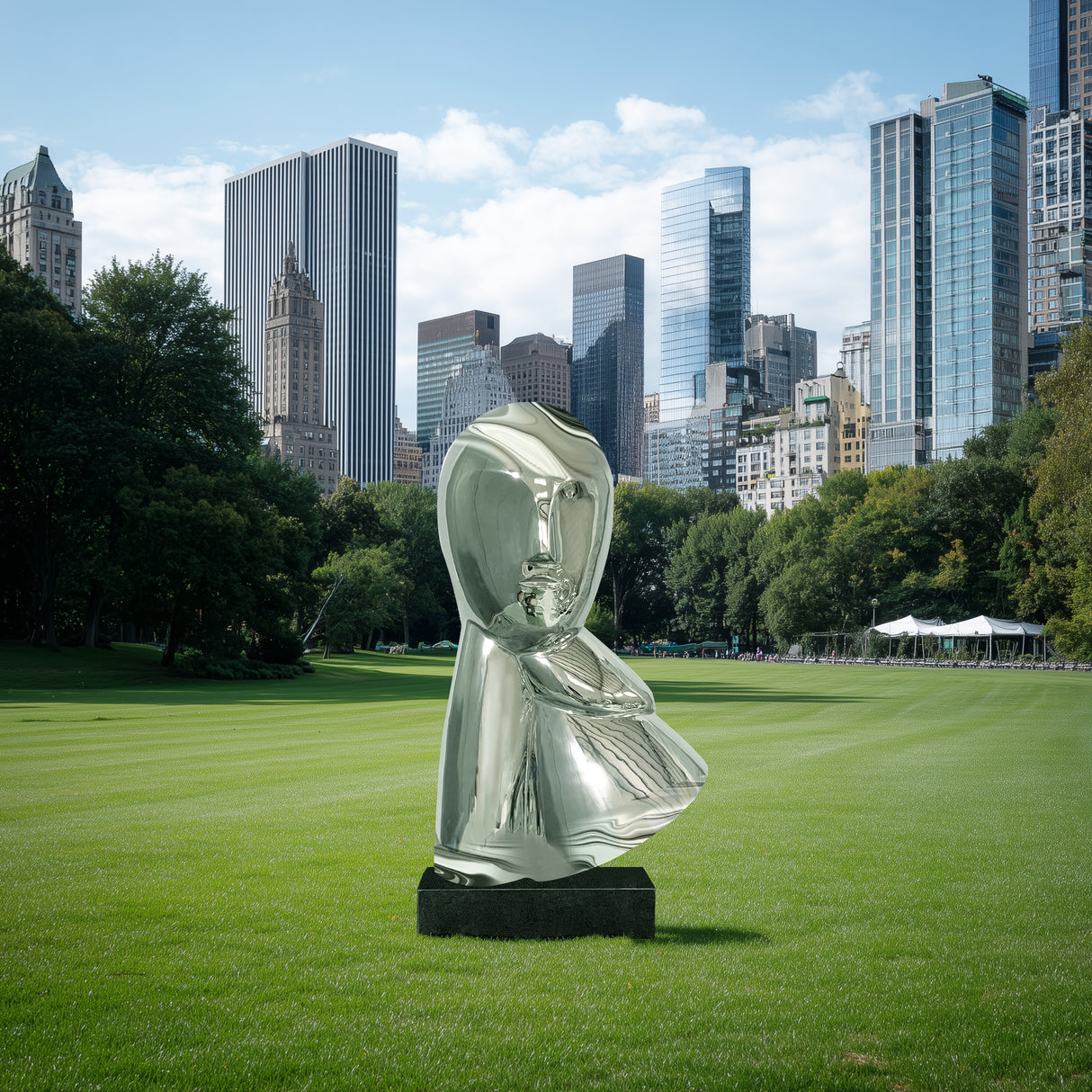 PREMIER Abstract Face Sculpture Contemporary Outdoor Art for City Parks & Public Spaces PSSS-095-Stainless Steel Sculpture-PREMIER SCULPTURE