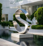 PREMIER Abstract Swan Sculpture Stainless Steel Outdoor Art for Pools, Courtyards, and Modern Villas PSSS-102-Stainless Steel Sculpture-PREMIER SCULPTURE