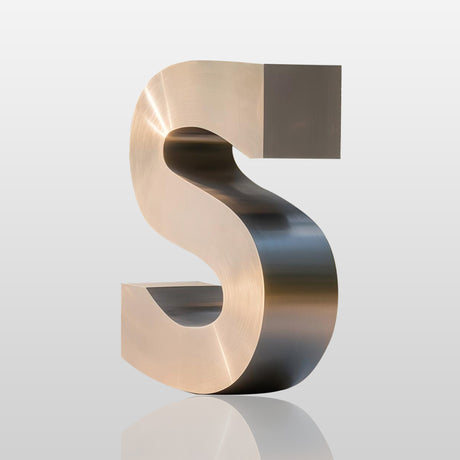 PREMIER Letter S Sculpture Brushed Stainless Steel Art Sculpture for Modern Architecture PSSS-103-Stainless Steel Sculpture-PREMIER SCULPTURE
