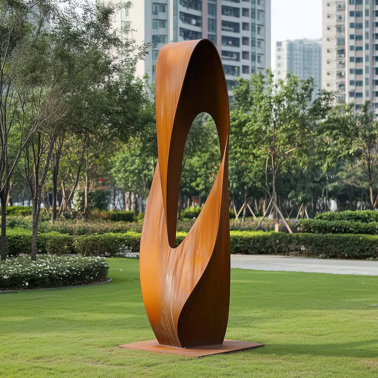 PREMIER Corten Steel Loop Sculpture Modern Abstract Outdoor Art PSSS-079-Stainless Steel Sculpture-PREMIER SCULPTURE